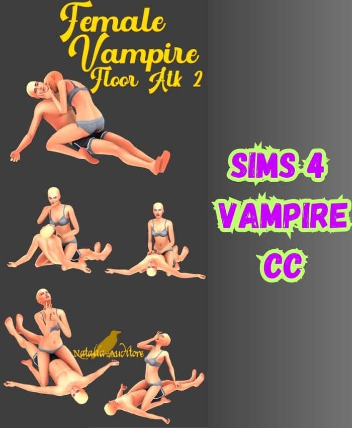 sims 4 vampire poses of female vampire and her prey 