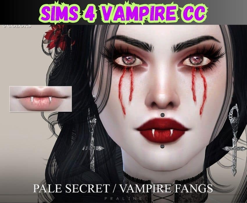 vampire sim with blood markings and fangs