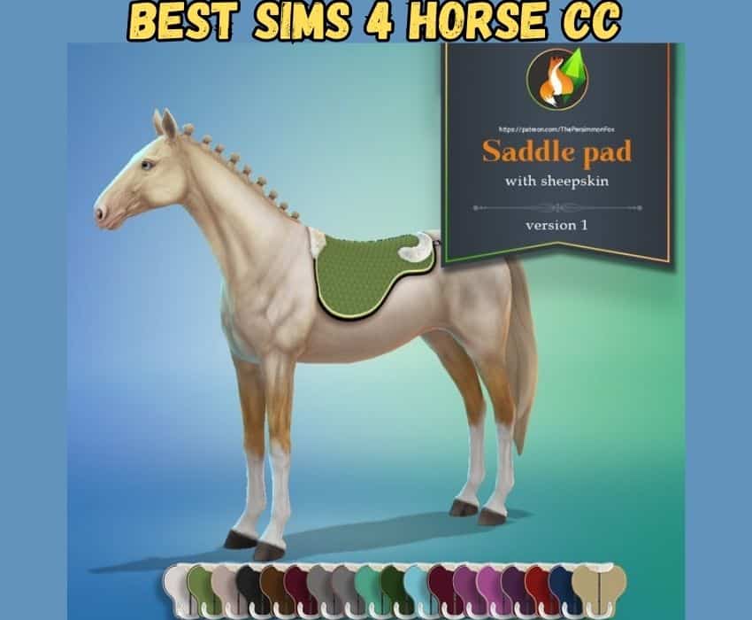 sims 4 horse saddle pad with sheep skin on white horse