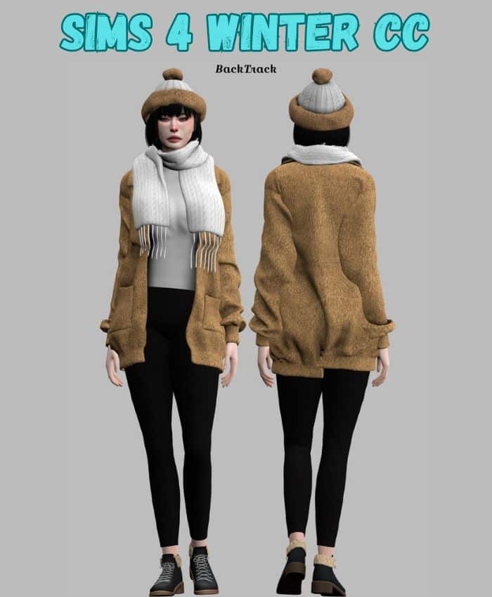 cozy sims 4 sweater and scarf outfit
