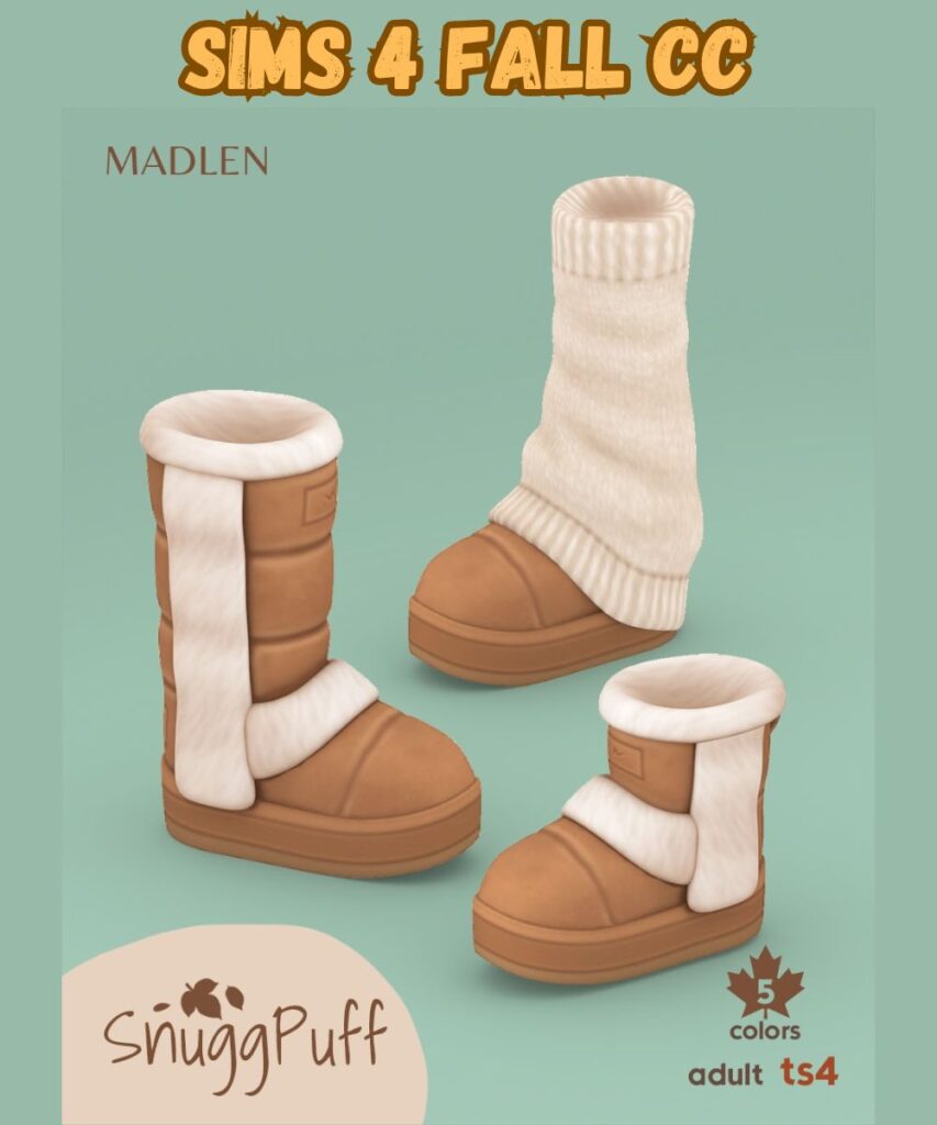 Sims 4 Fall boots that look like uggs with sheepskin interior and brown exterior