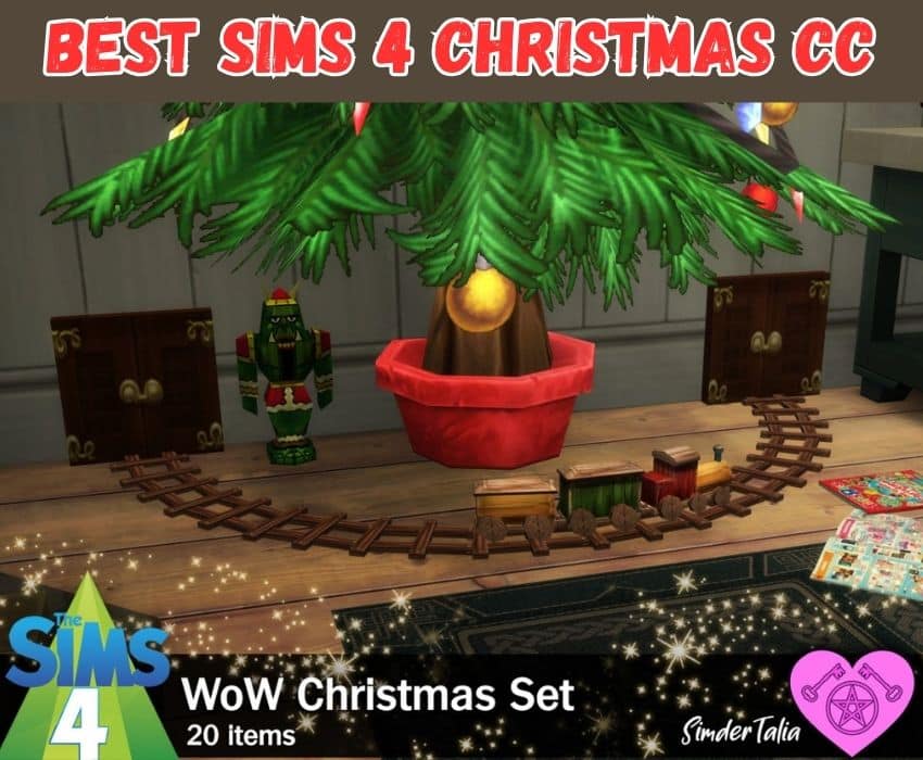 Sims 4 Christmas train around the Christmas tree