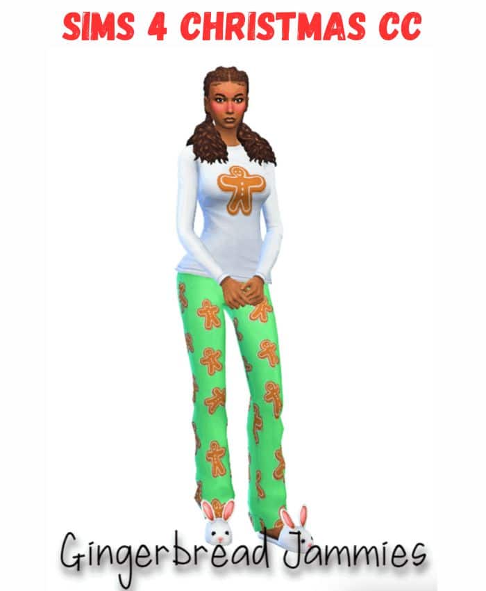 Gingerbread Pjs on female sim in sims 4 game