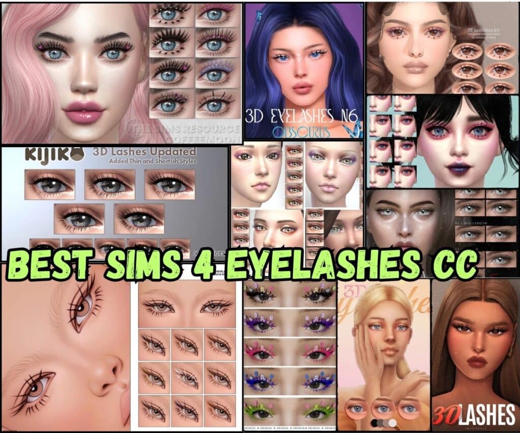 best sims 4 eyelashes cc on different female sims with different styles of eyelashes