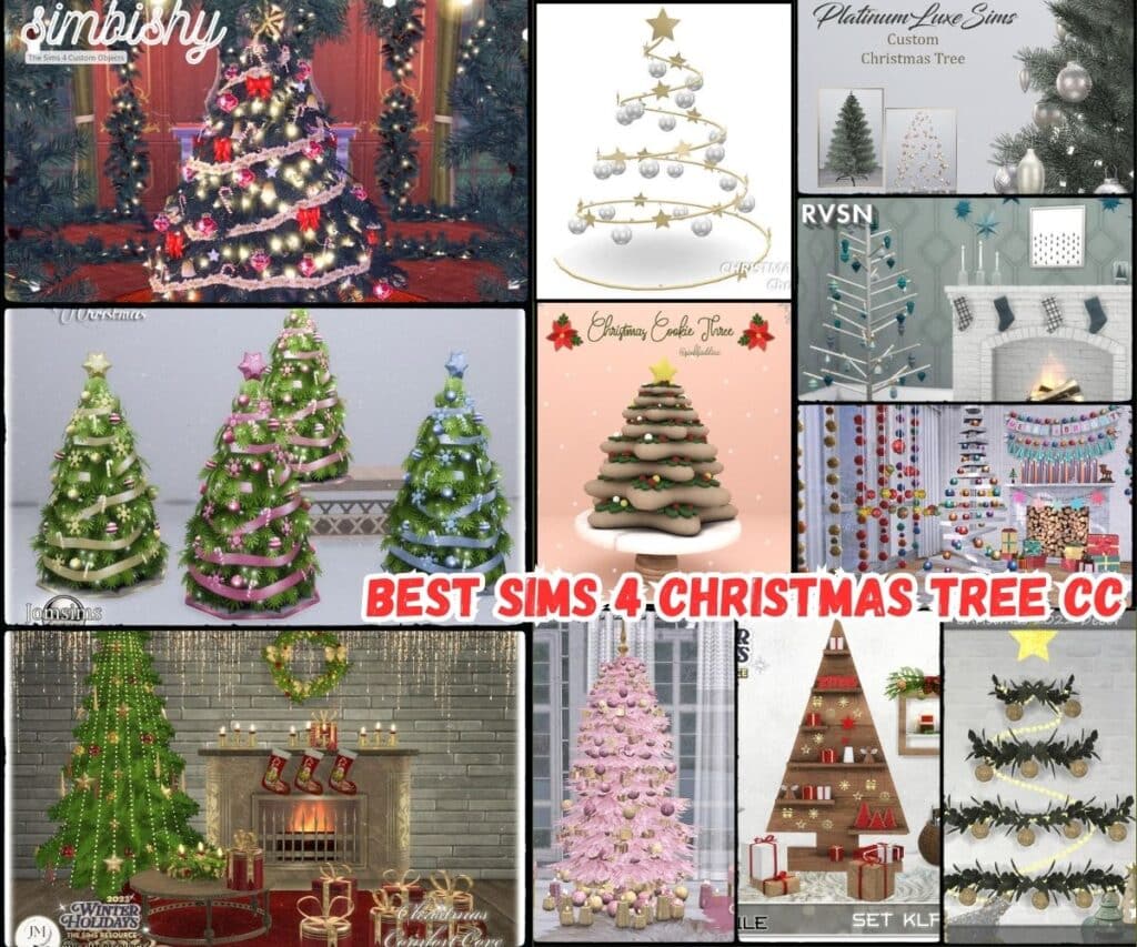 Different versions of Christmas trees in sims 4