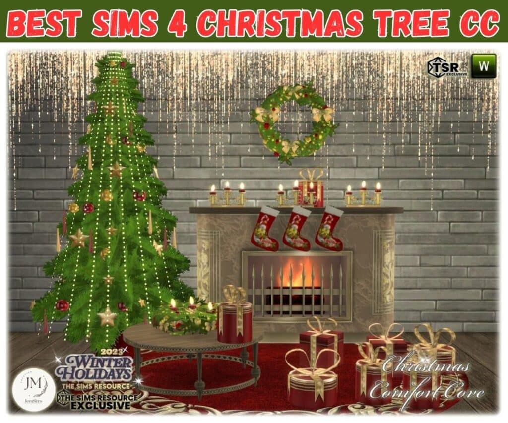 Lit up Sims 4 Christmas Tree