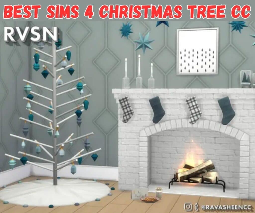 Sims 4 Christmas tree made from sticks