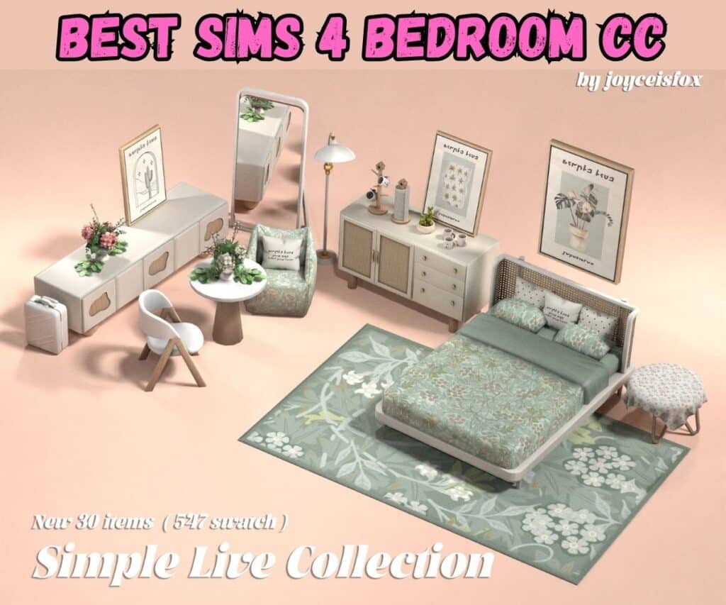 pretty bedroom cc set sims 4
