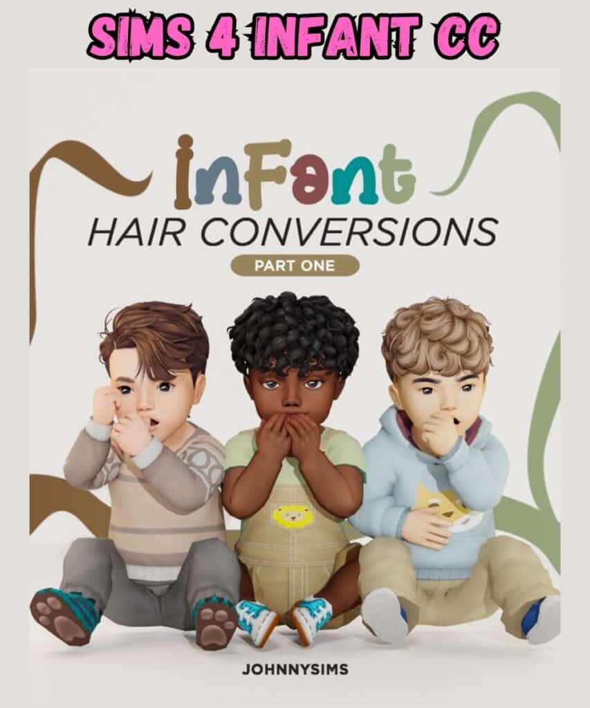 3 infant sims with different hairstyles