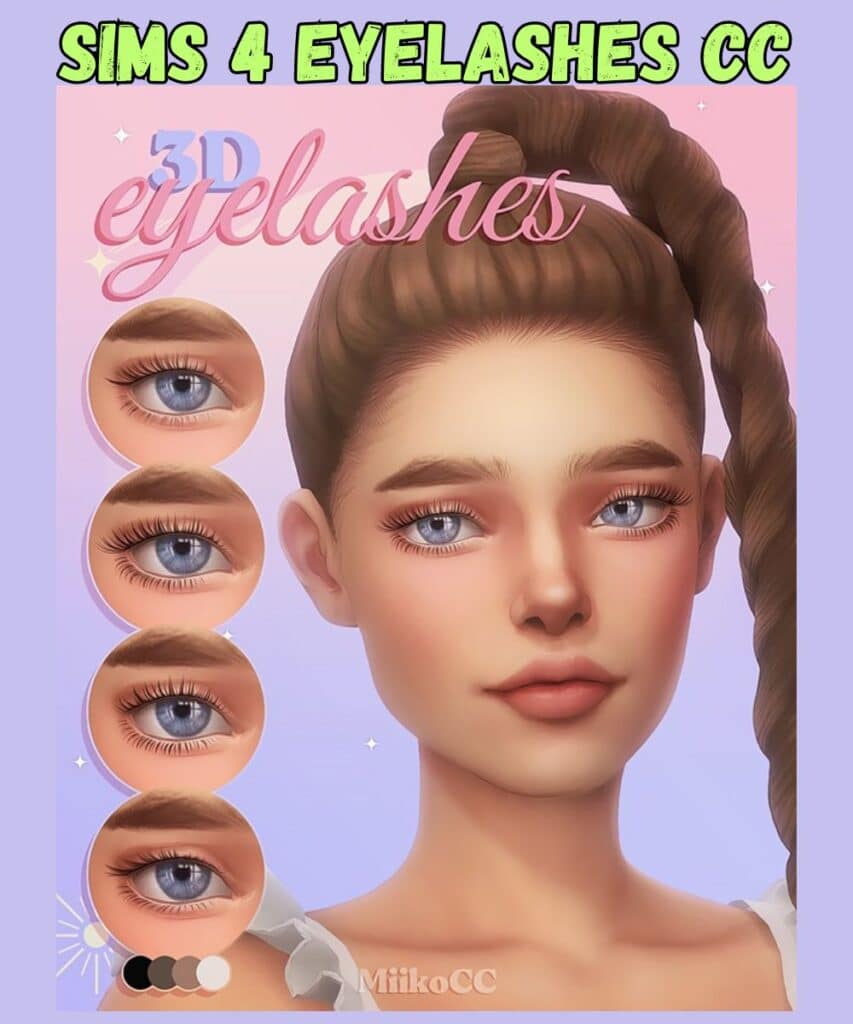 realistic natural eyelashes cc pack on female sim