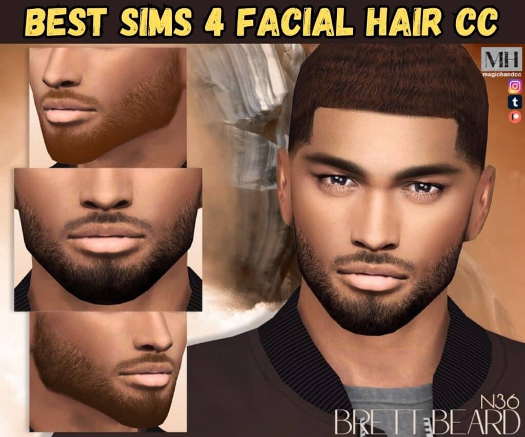 male sim with shaved down stubble beard and mustache cc