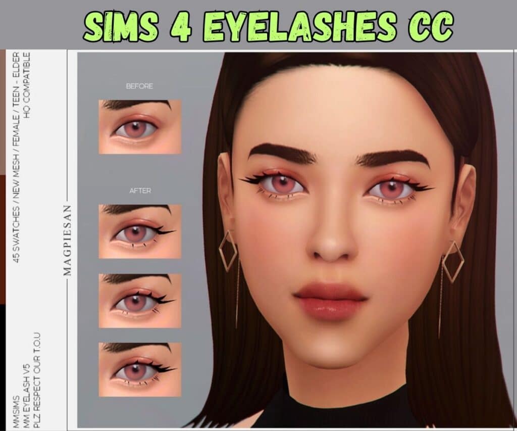 subtle eyelashes on female sim