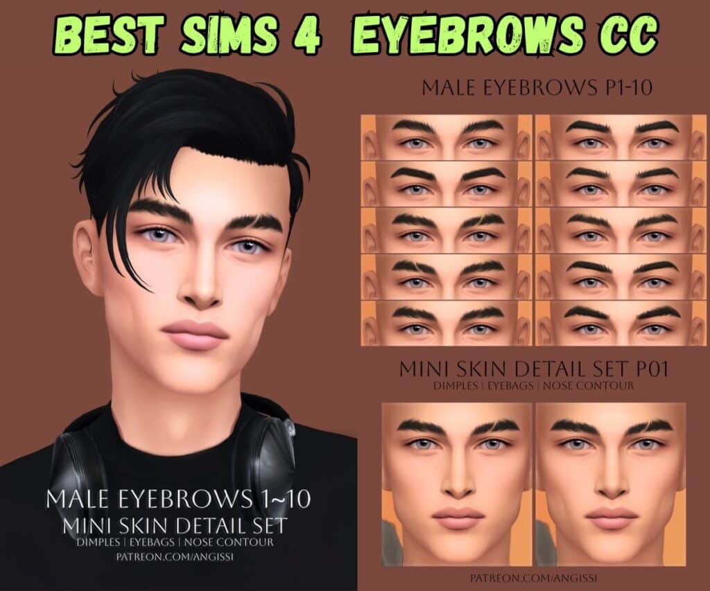 male sim wearing slit eyebrows 