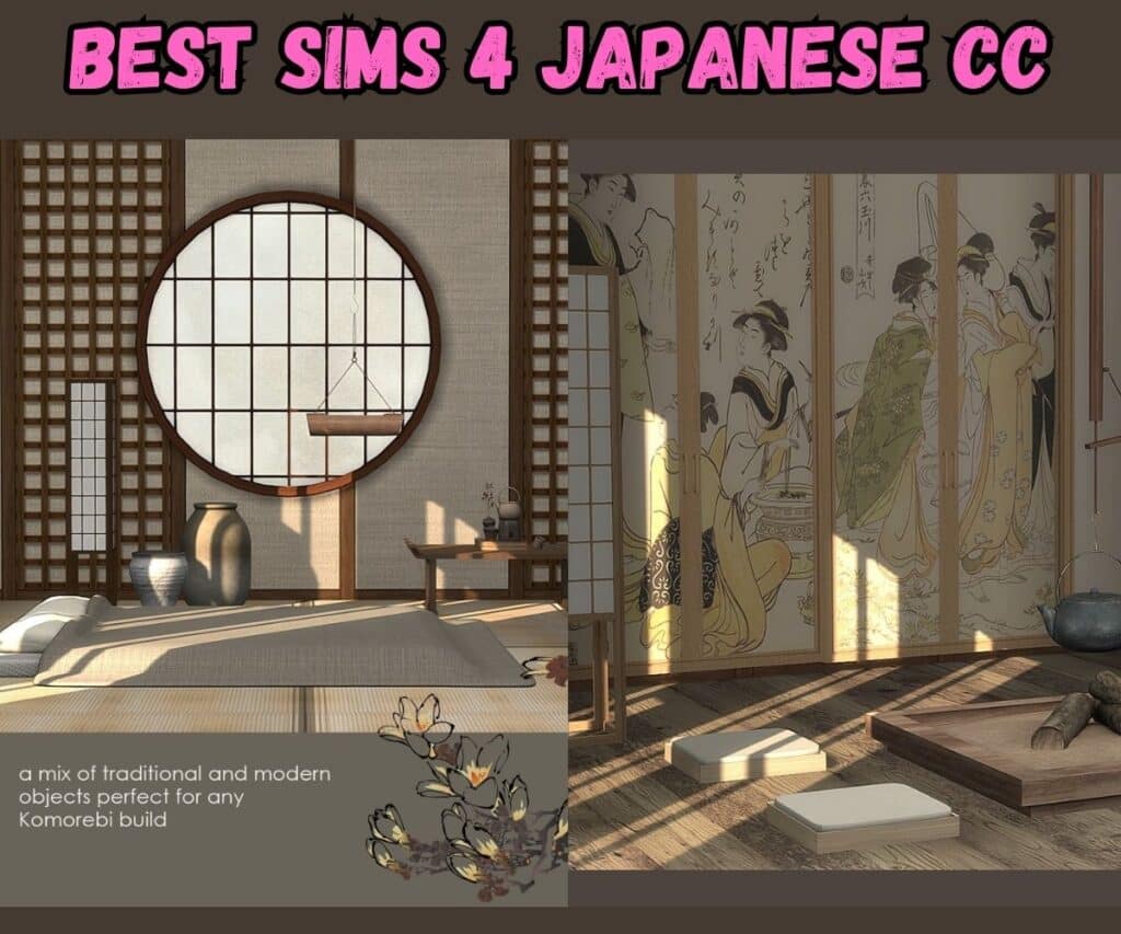 Sims 4 Japanese decor and furniture custom content 