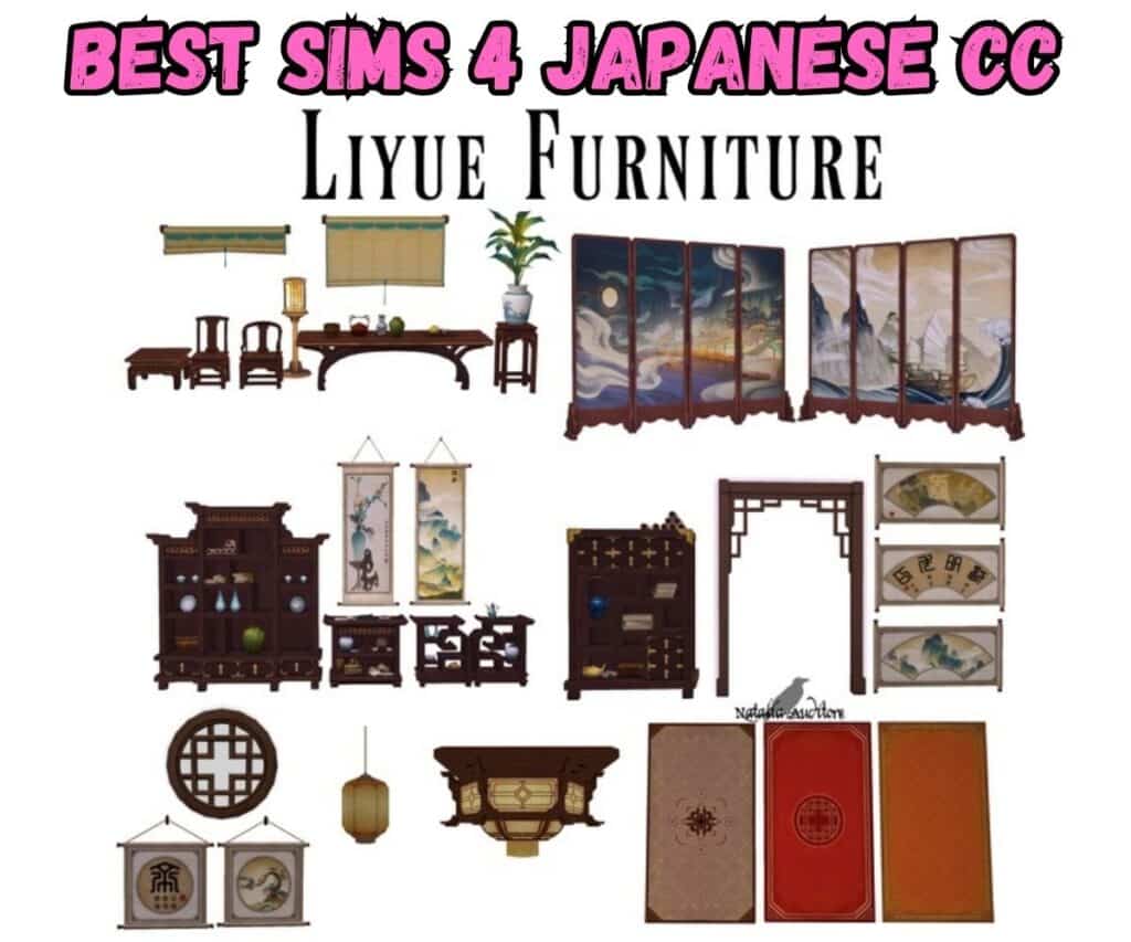 Japanese style furniture cc for sims 4 