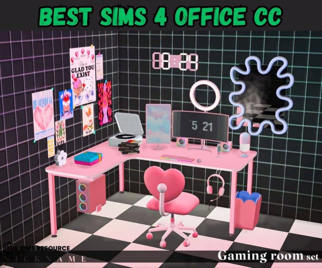 pink office gaming room set cc