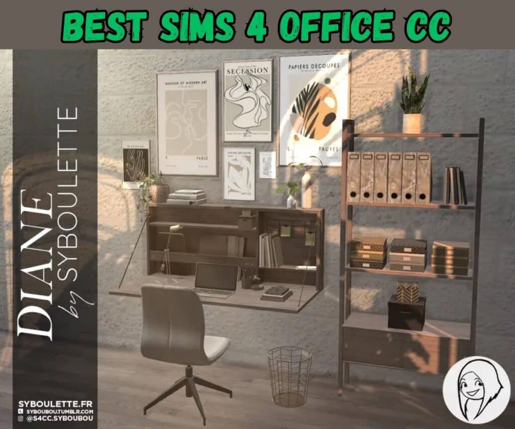 Small but organized office setup for sims game