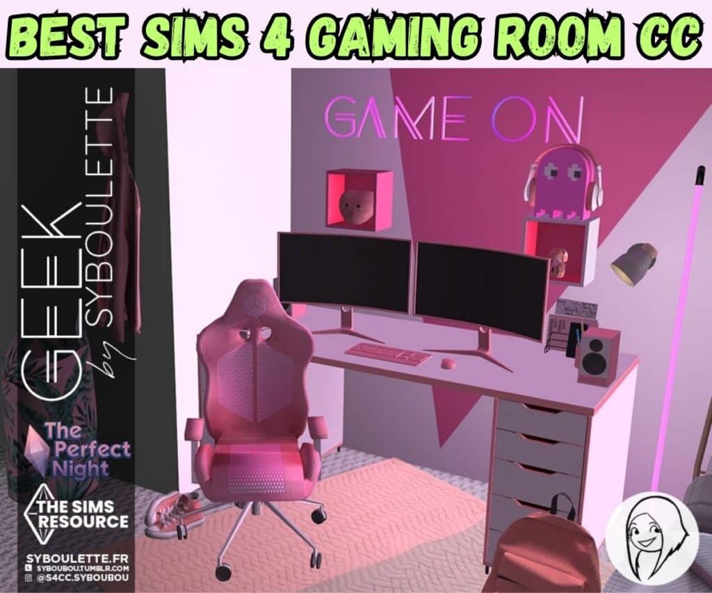 girly and geeky gamer girl set up for sims 4