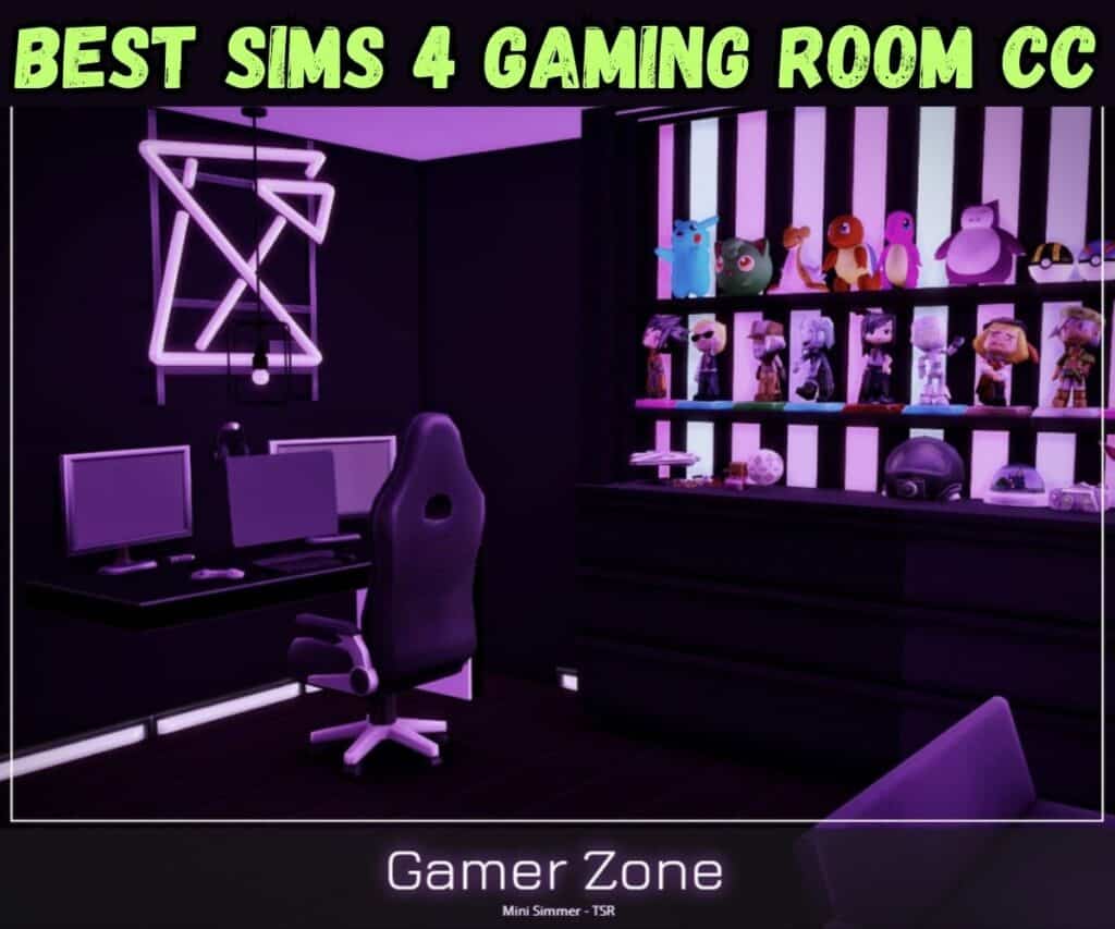 unisex gamer bedroom with figurines for sims 4