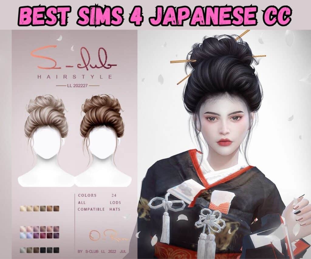 Japanese updo hairstyle in sims 4 on female sim 