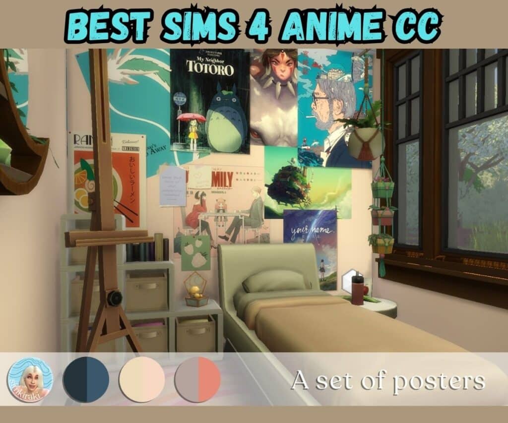 Sims 4 Anime posters cc