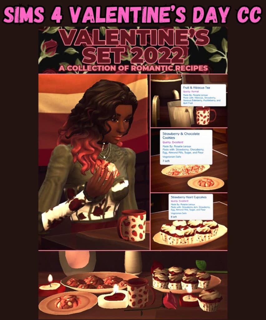 a valentines dessert recipe set for sims 4