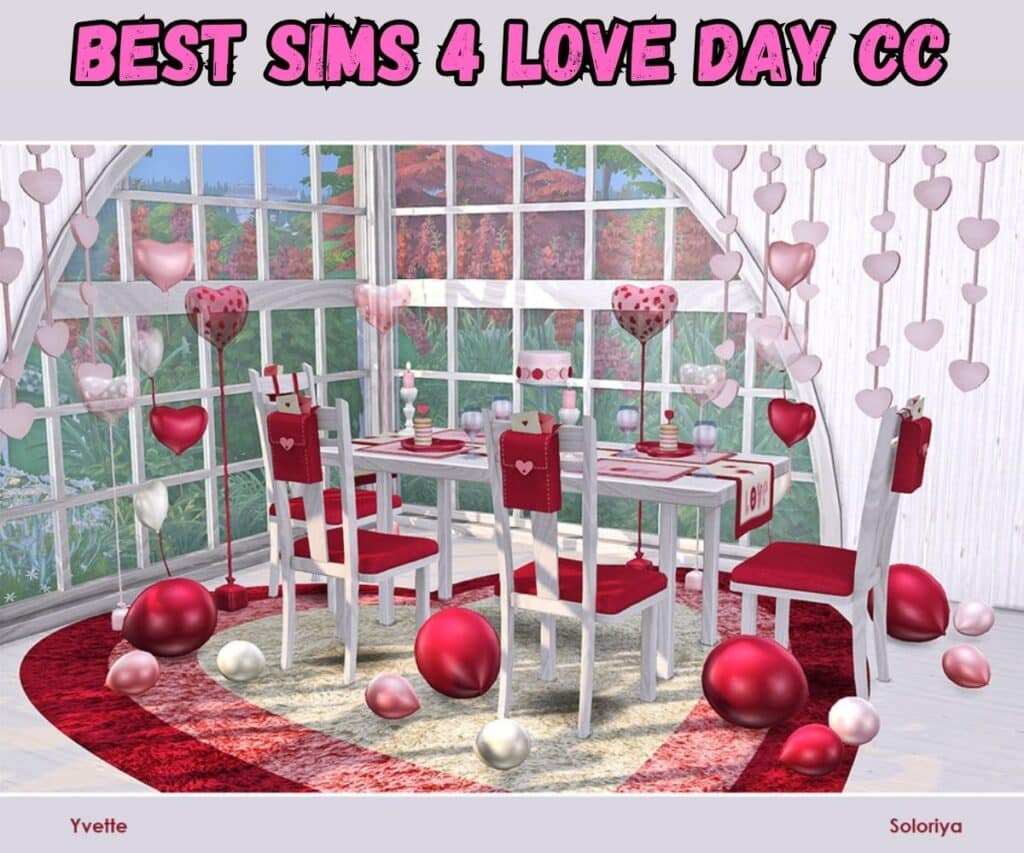 romantic valentines dining set for sims 4