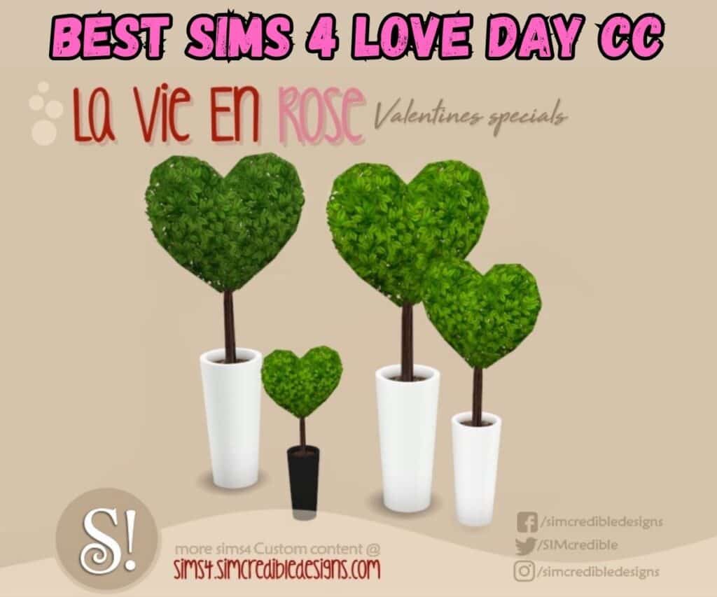 valentine heart shaped bushes for home decor in sims 4