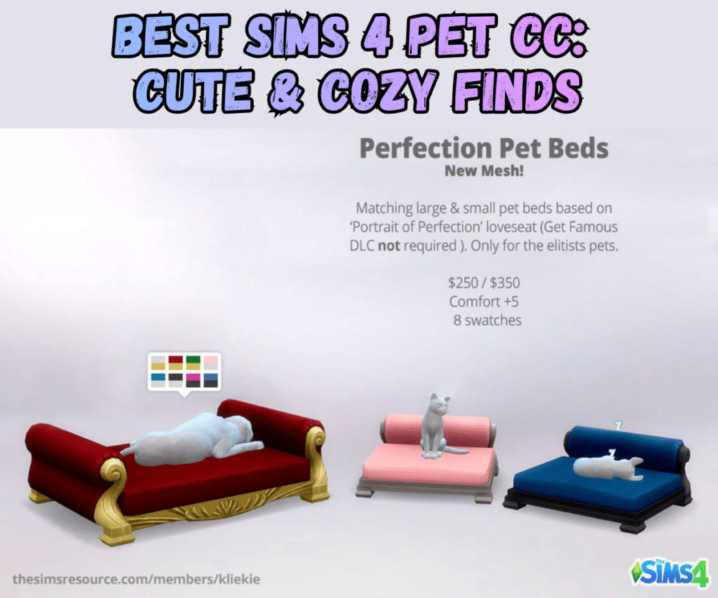 Super Cute Sims 4 Pet CC: Pet Decor, Animal Beds, Kitty & Dog Stuff, and So Much More! 8 this pet cc features different sizes of luxury pet beds