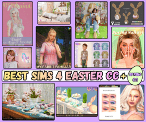21+ New Sims 4 Easter CC 2026: Bunnies, Eggs, Clothes, & More! 2 sims 4 easter cc collage of different easter custom content